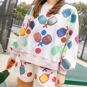 ⭐️QUEEN OF SPARKLES pickleball sweatshirt in multi⭐️